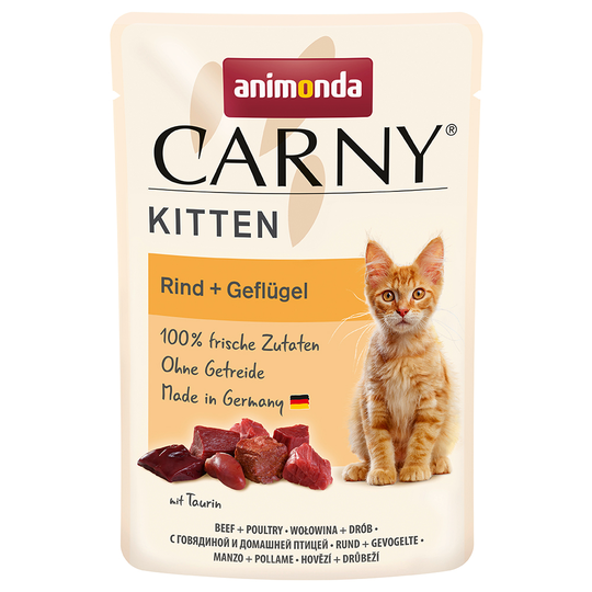 Ekonomipack: 24 x 85 g Animonda Carny Kitten Pouch - Fjäderfäcocktail