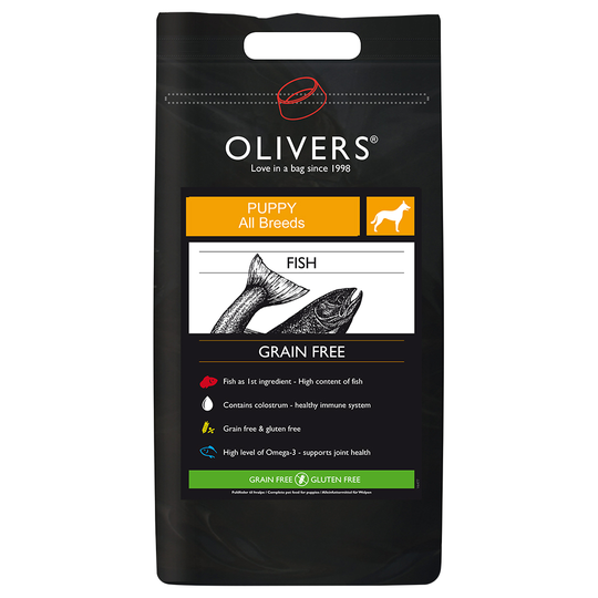 Olivers Puppy All Breeds Grain Free Fish - Ekonomipack: 2 x 12 kg