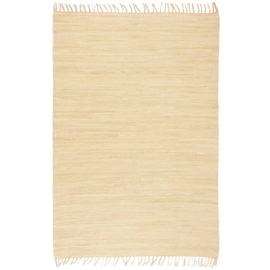 vidaXL Handvävd matta Chindi bomull 160x230 cm gräddvit