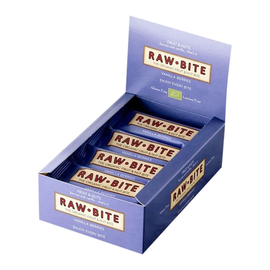 Rawbite Frukt- & Nötbar Bär & Vanilj, 50 g ekologisk