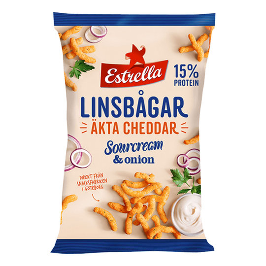 Estrella Linsbågar Cheddar, Sourcream & Onion - 125 gram