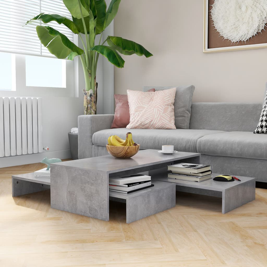 vidaXL Satsbord betonggrå 100x100x26,5 cm spånskiva