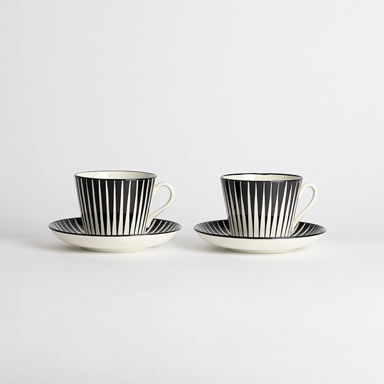 Vintage - SÅLD Zebra Kaffekoppar med fat 2-pack