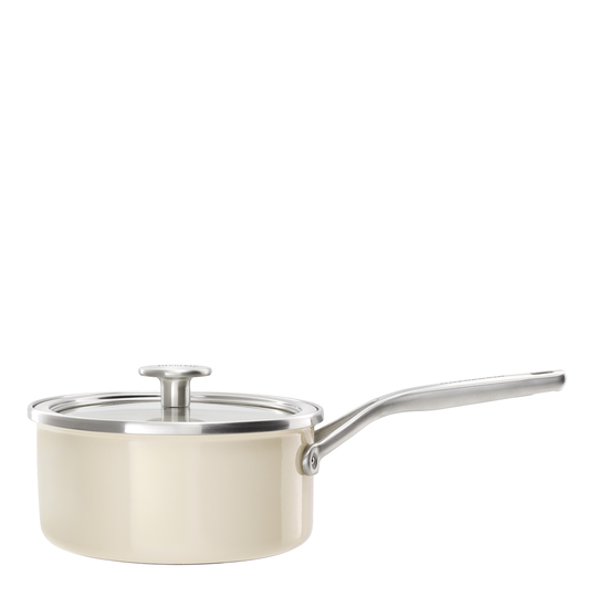KitchenAid - KitchenAid Steel Core Enamel Kastrull Emalj/Glaslock 18 cm Kräm