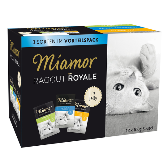Blandat ekonomipack: Miamor Ragout Royale 48 x 100 g - Multi-Mix Jelly (Kanin, Kyckling, Tonfisk)