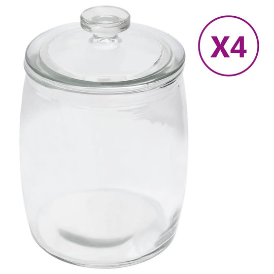 vidaXL Förvaringsburkar i glas med lock 4 st 3850 ml