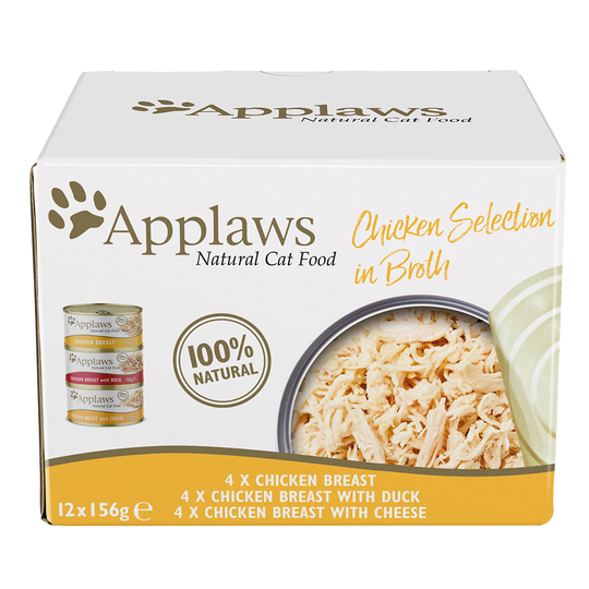Provpack Applaws kattmat Adult 12 x 156 g - Kyckling i buljong