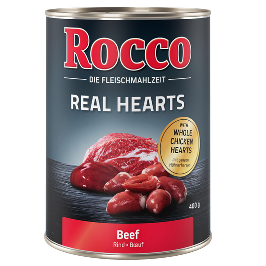 Rocco 1 x 400 g hundfoder - Real Hearts Nötkött med hela kycklinghjärtan