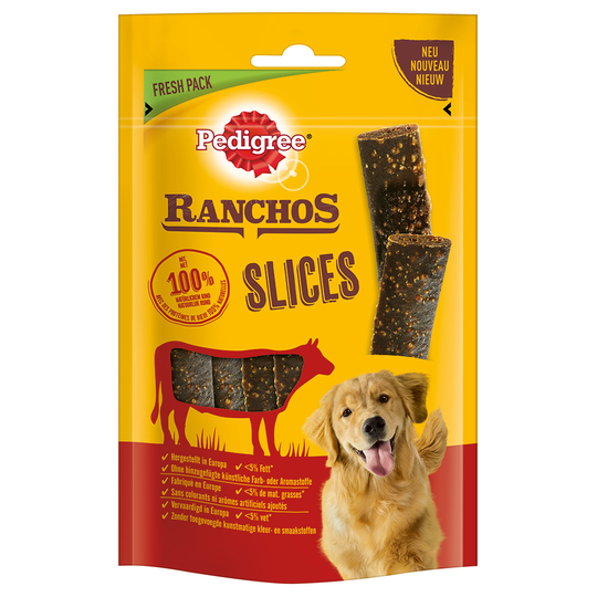 1 + 1 på köpet! 2 x Pedigree Ranchos Snacks - Slices med nötkött (2 x 60 g)