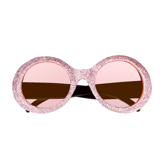 Glasögon, runda glitter-Rosa