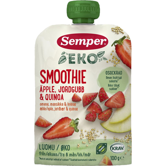 Semper EKO Smoothie Äpple, Jordgubb & Quinoa 100 g