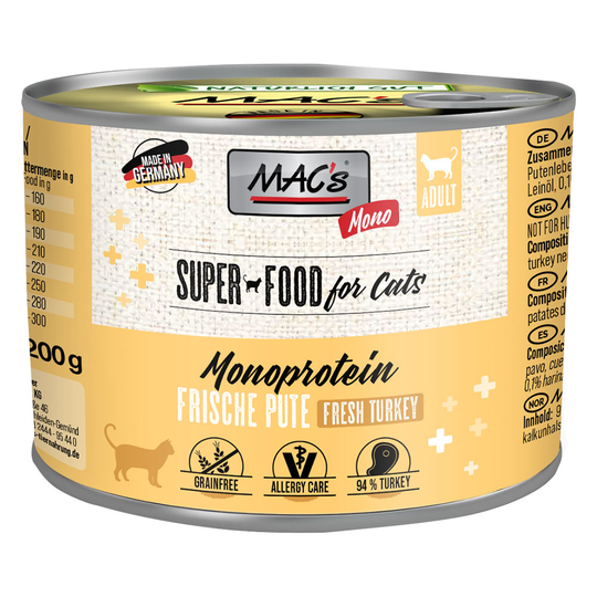 Ekonomipack: MAC's Cat Mono Sensitive 12 x 200 g - Kalkon