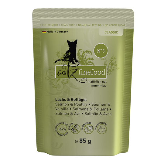 Ekonomipack: catz finefood i portionspåse 16 x 85 g - Lax & fågel