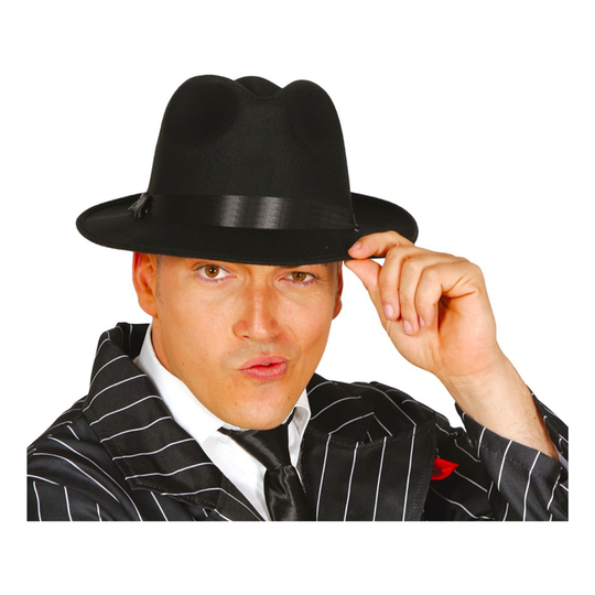 Svart Gangster Hatt - One size