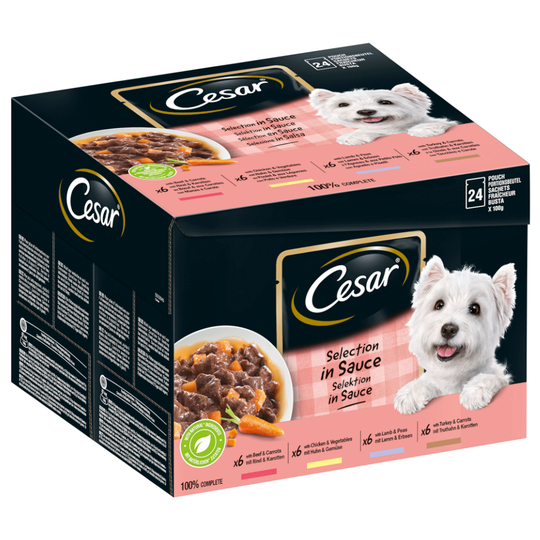 40 + 8 på köpet! 48 x 100 g Cesar hundfoder - Selection Favourites in Sauce