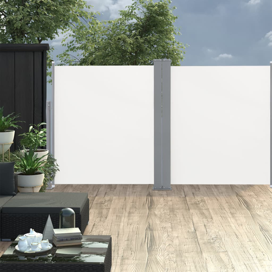 vidaXL Infällbar sidomarkis dubbel 170x600 cm gräddvit
