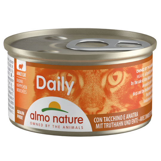 Ekonomipack: Almo Nature Daily Menu 24 x 85 g - Bitar med kalkon & anka