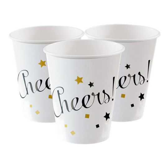 Pappersmuggar Nyår Cheers - 8-pack
