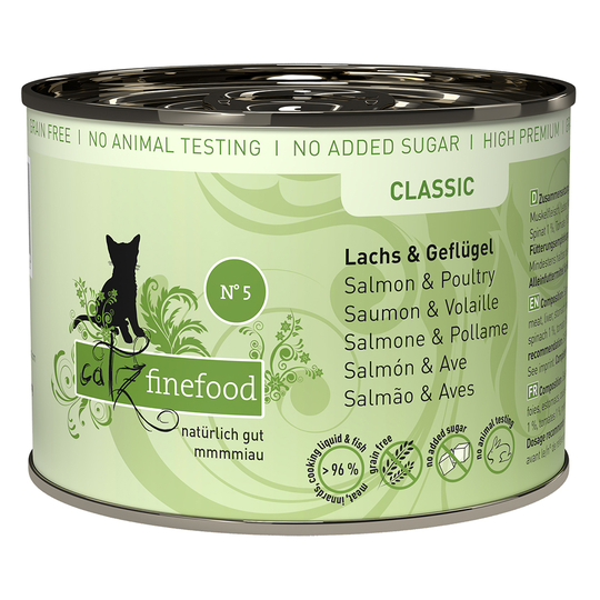Ekonomipack: catz finefood på burk 12 x 200 g - Lax & fågel